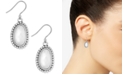 Lucky Brand Silver-Tone Imitation Pearl Oval Drop Earrings